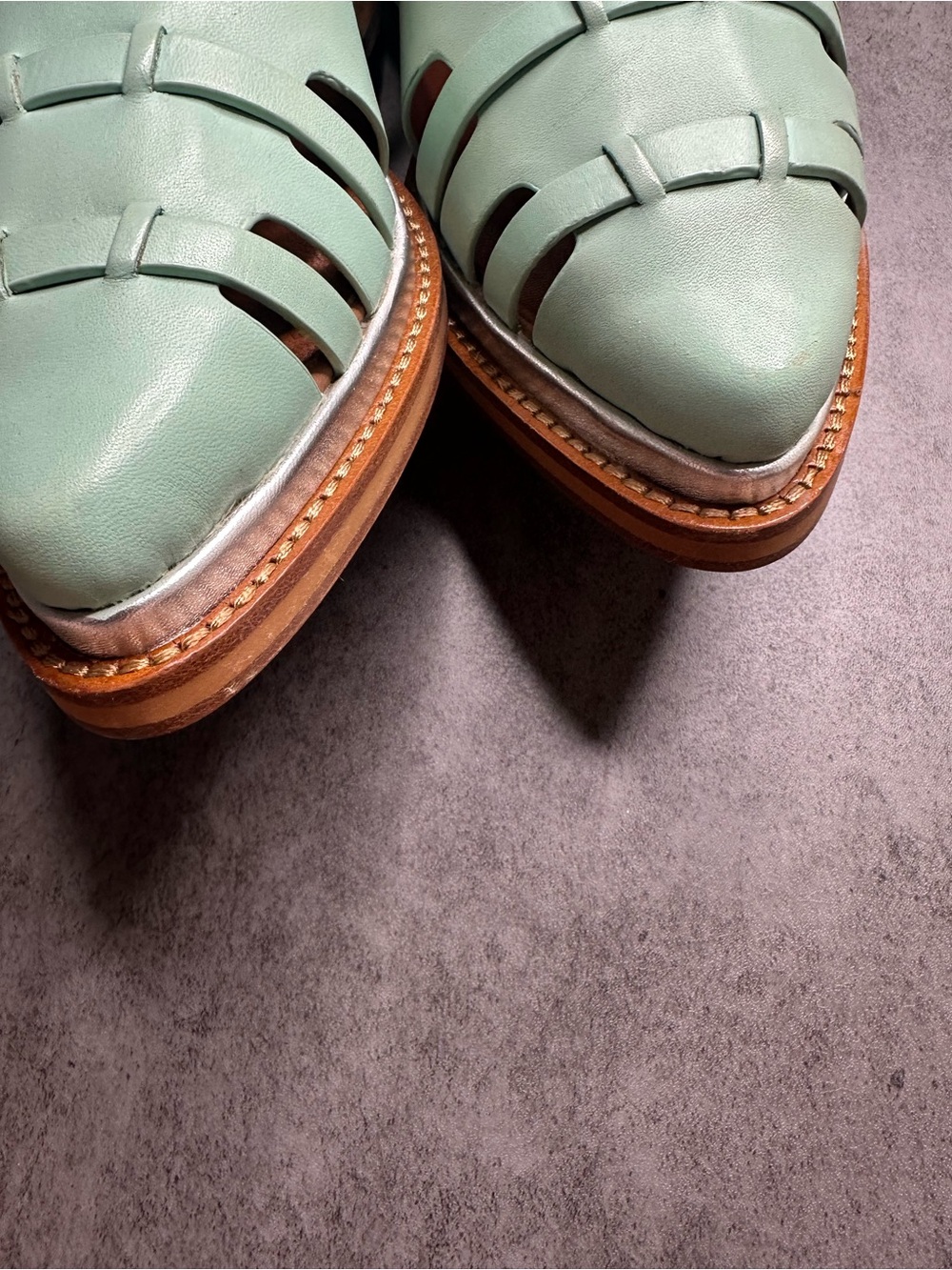 Rebecca Minkoff Hayden Leather Cage Sandals Winter Mint Size 9.5 - Picture 4 of 13